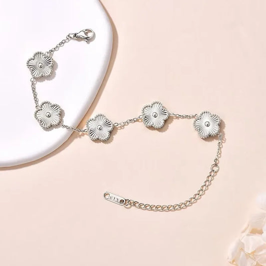 Stainless Steel Flower Four-leaf Clover Women's Bracelet Necklace Earrings Jewelry Gift