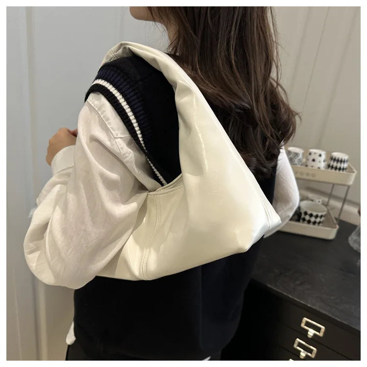 Fashion Leather Underarm Bags Women Temperament Clutch Handbags Shoulder Bag Ladies Trendy Simple Female Vintage Totes Hobos Bag