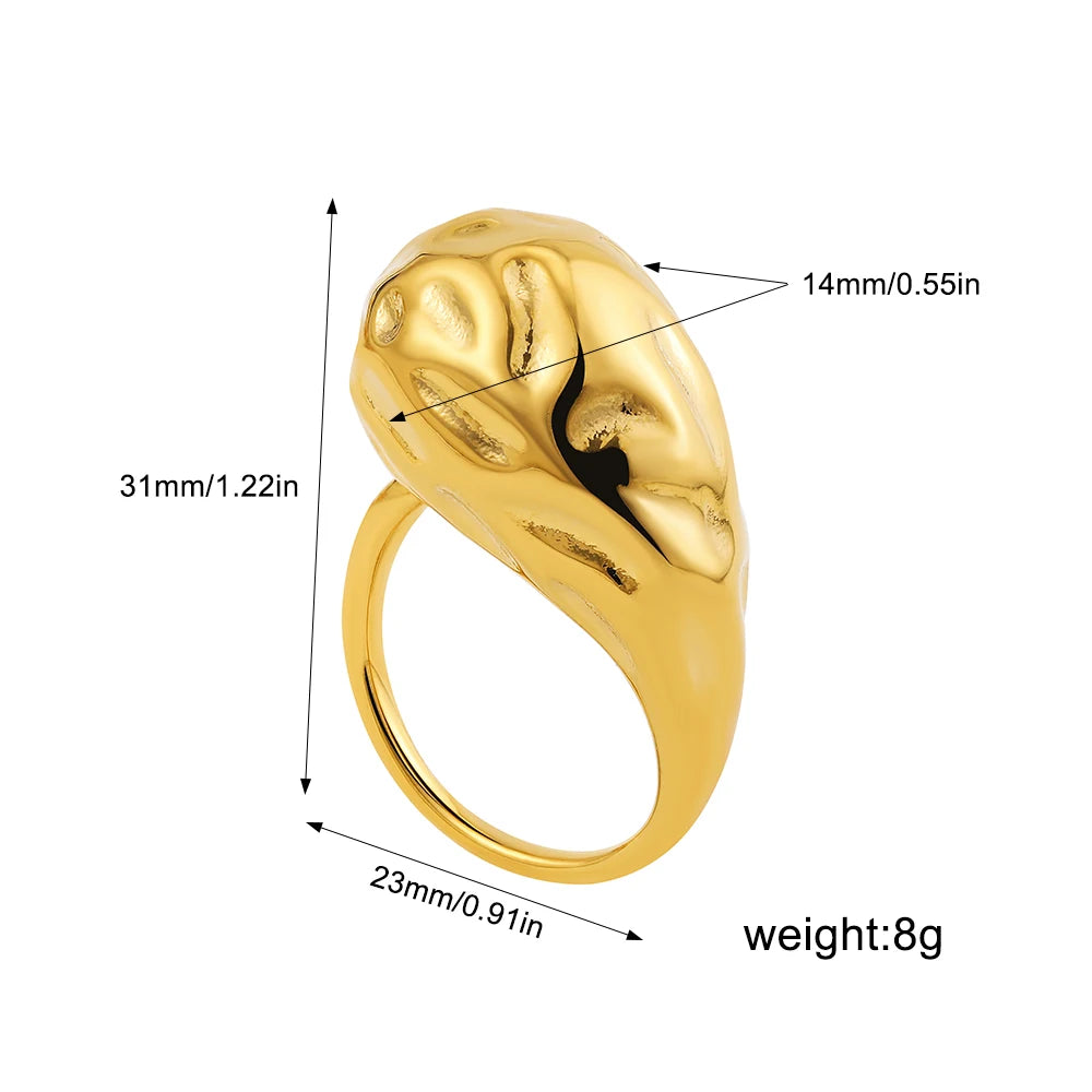 Vintage Stainless Steel Rings for Women Punk Chunky Irregular Smooth Adjustable Open Ring Jewelry Weddings Gifts
