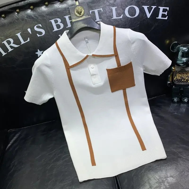 Knitted Short‑Sleeve Polo Shirt