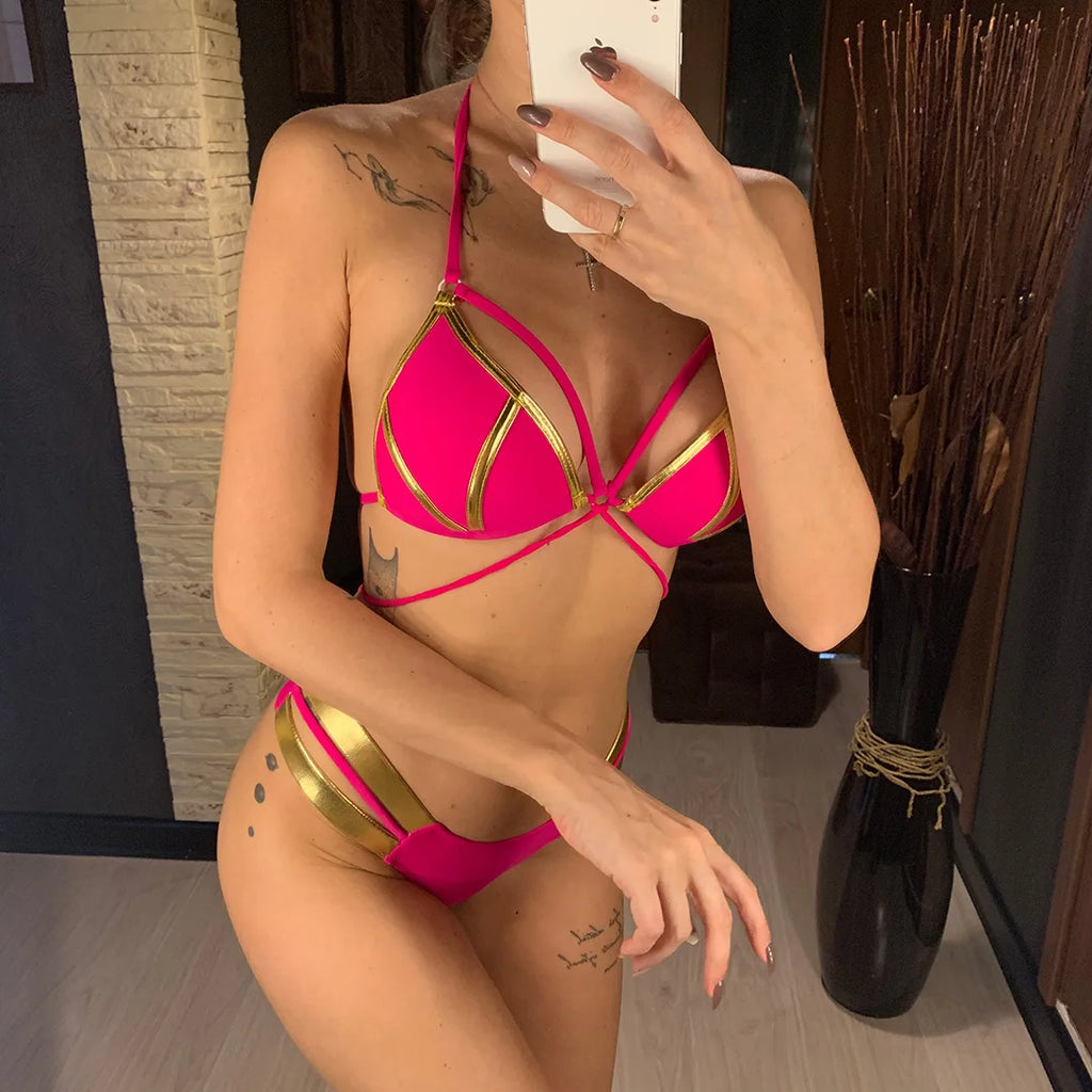 Women’s Push‑Up Bikini Set V2154 – 7‑Color Two‑Piece Swimsuit with Bra Cup & High‑Fit Bottoms (S–XL)