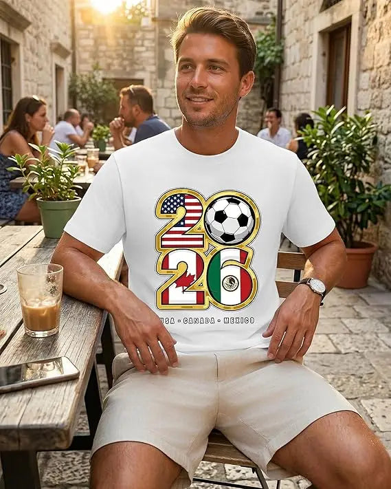 2026 Soccer Fan T‑Shirt — North America Flags Graphic Tee USA Canada Mexico Unisex