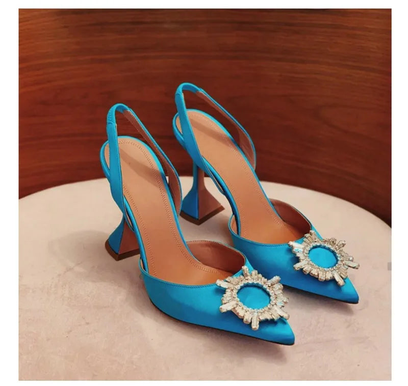 Silk Bow Rhinestone High Heels