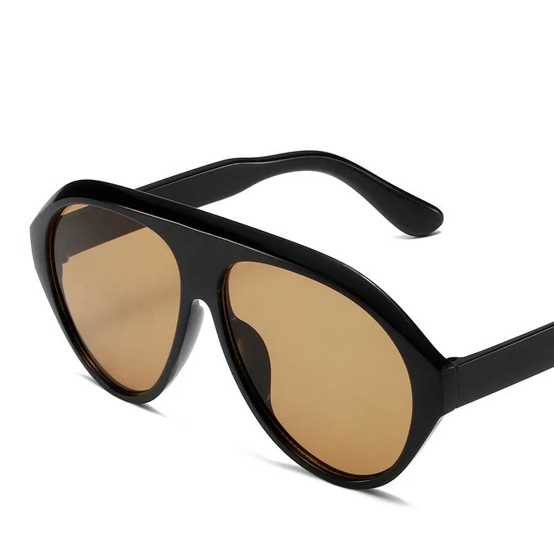 Oversized Goggle Sunglasses 2024 Women Brand Popular Yellow lens Sun Glasses Men Big Frame Trend Shades UV400 802086