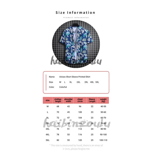 Men’s Summer Printed Short‑Sleeve Shirt – Thin Beachwear Turtle‑Neck / Polo Casual Top