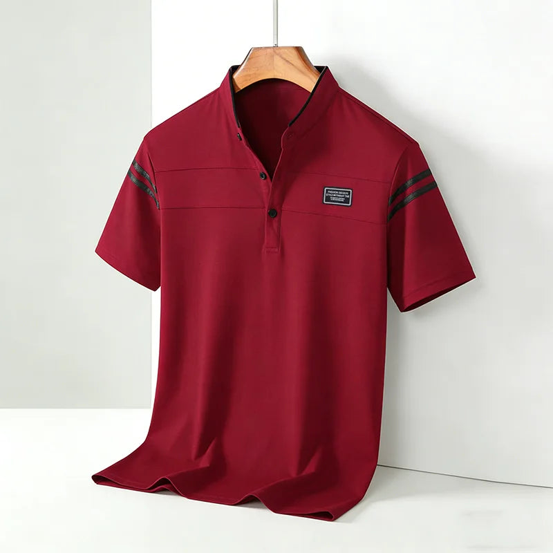 Stand‑Up Neck Cotton Polo
