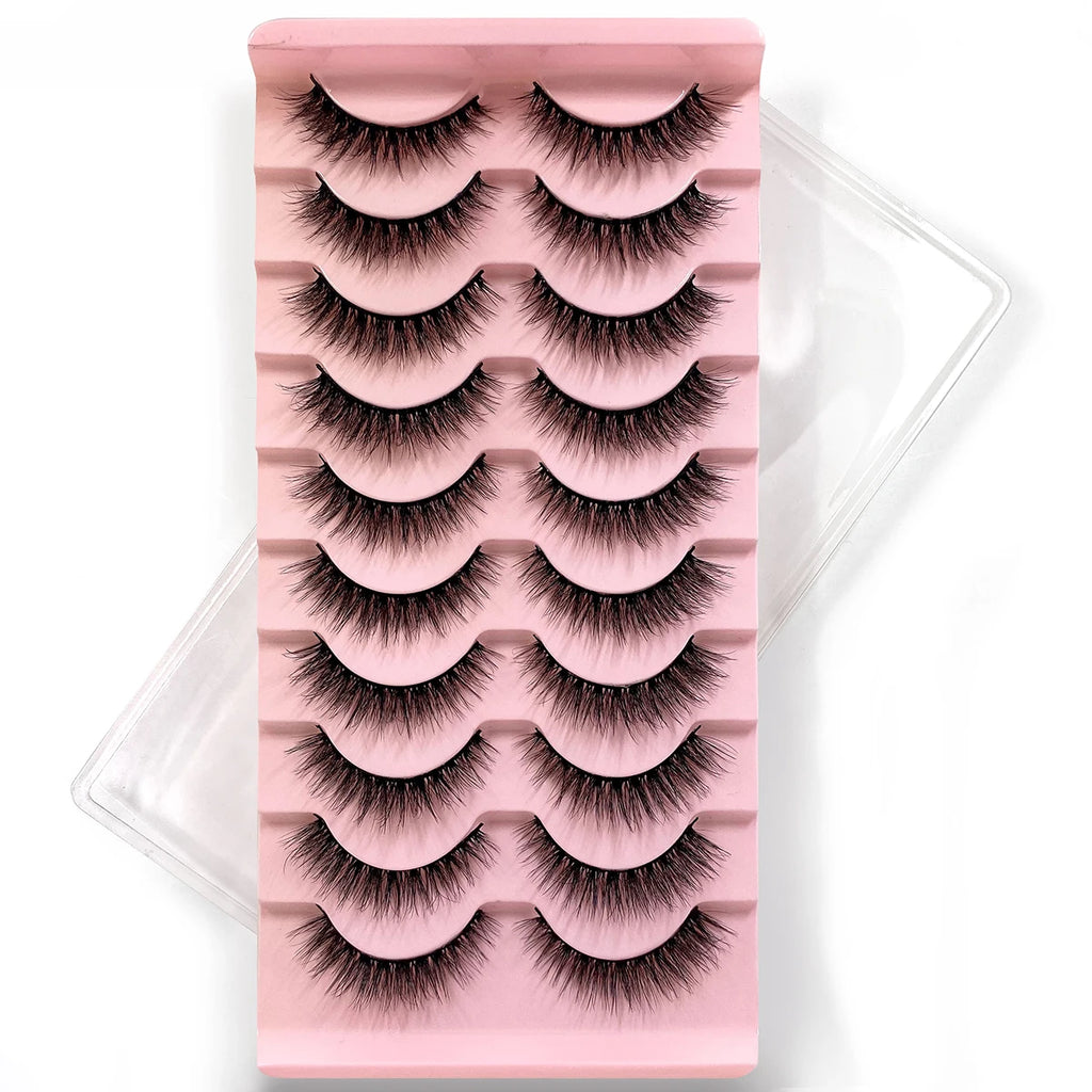 10Pairs Multipack 3D Mink Lashes False Eyelashes Handmade Wispy Fluffy Long Lashes Natural Eye Makeup Tools Eye Lashes H13 E08