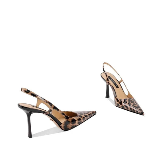 French style exquisite leopard print high heels, feminine and high-end high heels, 2025 four season new slim heel sandals