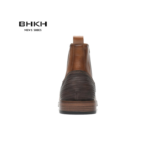 BHKH 2024 Men Chelsea Boots New Winter Men Boots Soft Leather Elastic Strap Ankle Boots Smart Formal Business Dress shoes Man S