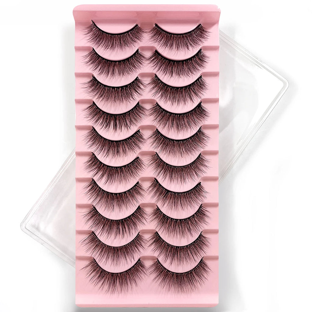 10Pairs Multipack 3D Mink Lashes False Eyelashes Handmade Wispy Fluffy Long Lashes Natural Eye Makeup Tools Eye Lashes H13 E08