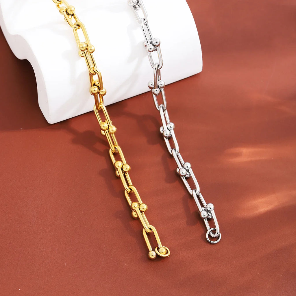 Fashion Charm U-Shaped Bracelet For Women Men Stainless Steel 18K Gold Plated Chain Unisex Jewelry Gift daily wear