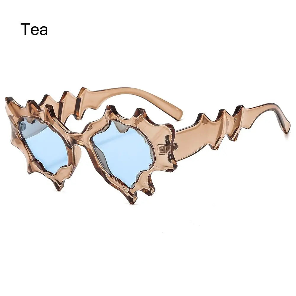 Fashion Wave Shape Women Sunglasses 2024 New Stylish Irregular Candy Color Eyewear Trendy Brand Design Outdoor Travelling Shades