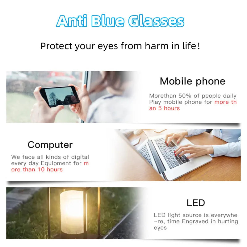 Ultralight TR90 Computer Anti Blue Light Eye Protection Glasses for Women and Men Retro Screw Free Design Round Reading Glasses
