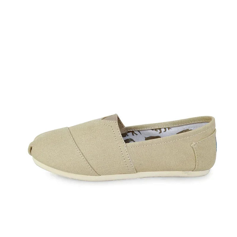 Men and Women Solid Color Shoes Large Size 35-45 Breathable Flat Canvas Flat Shoes Solid Color Soft Leather Linen Shoes