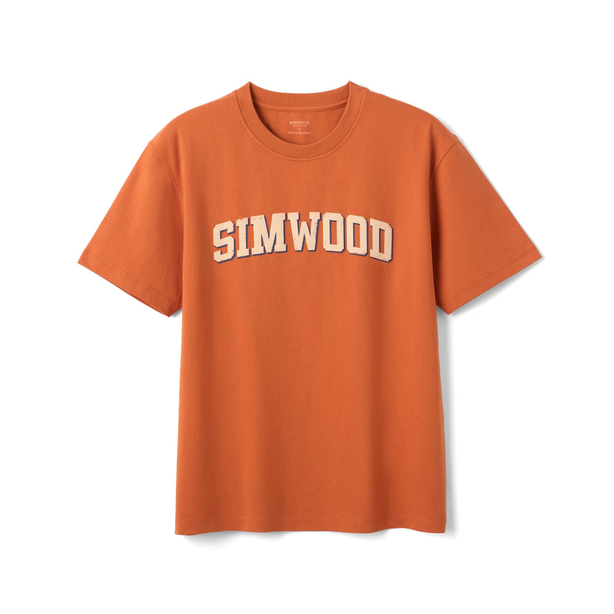 SIMWOOD 2026 Summer New 230gsm Sorona Fabric Letter Print T-shirt Men Breathable High Quality Oversize Tops
