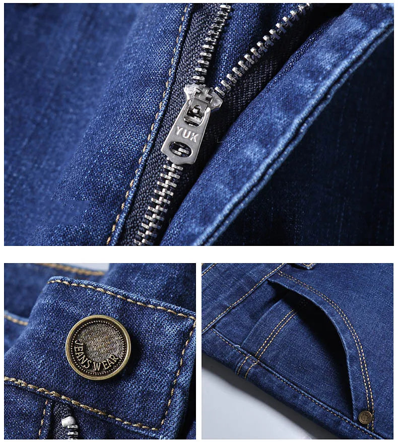 Straight‑Leg Micro‑Elastic Jeans