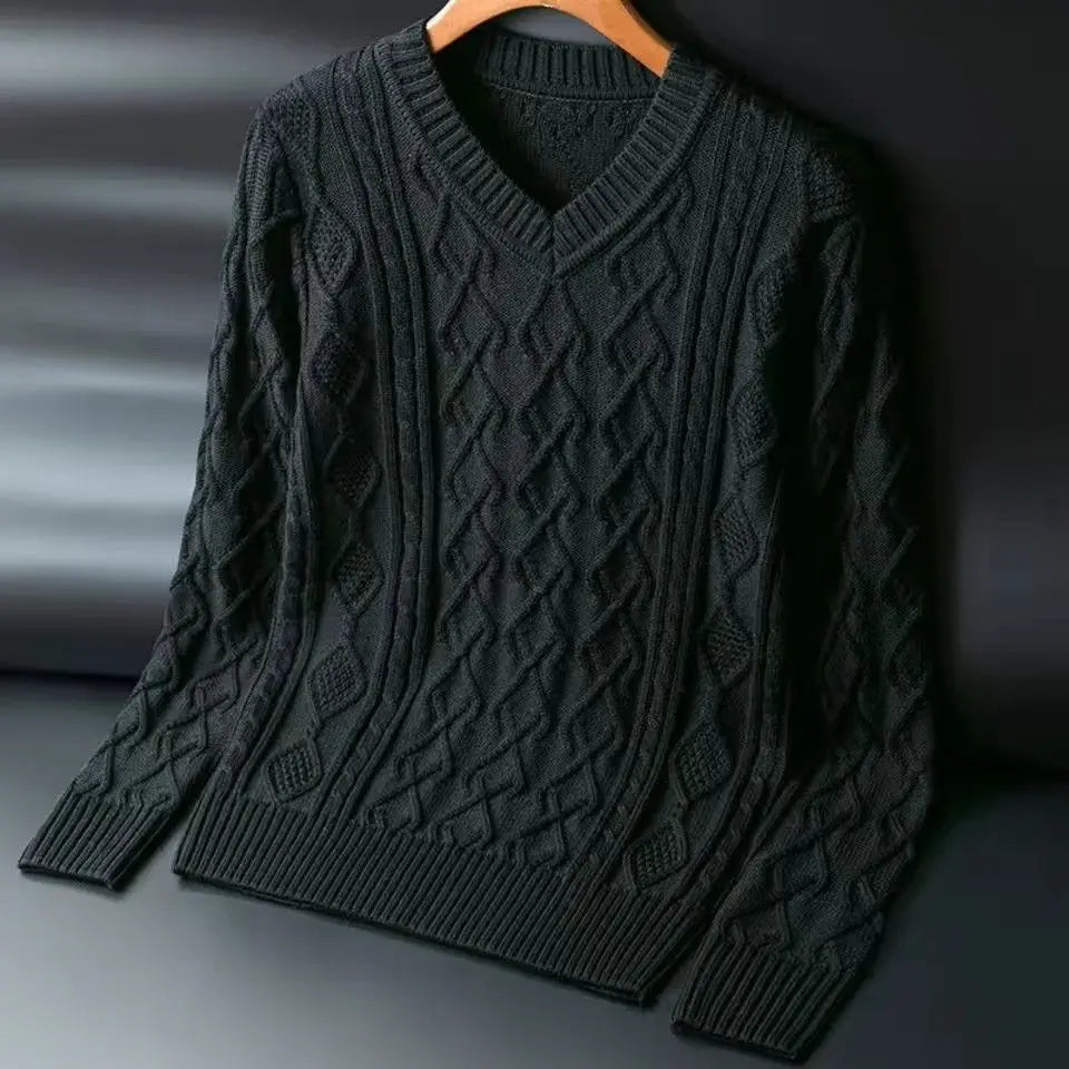 Men’s Solid‑Color Thickened Cardigan