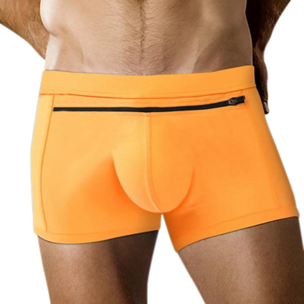 Men’s Summer Swim Boxer Shorts – Breathable Zipper‑Design Sporty Swimming Trunks Beachwear