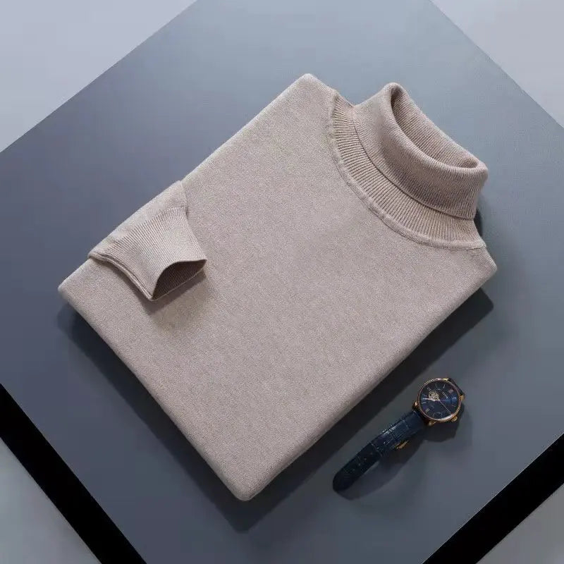 Men’s Cashmere‑Cotton Turtleneck Sweater