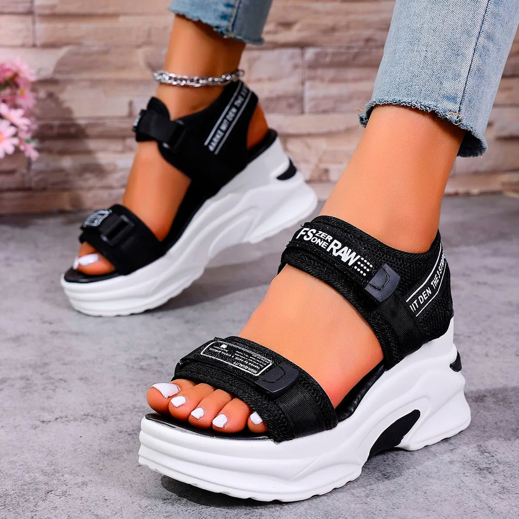 Women’s Platform Wedge Sandals — Lightweight Velcro Beach Sandals Zapatos De Mujer
