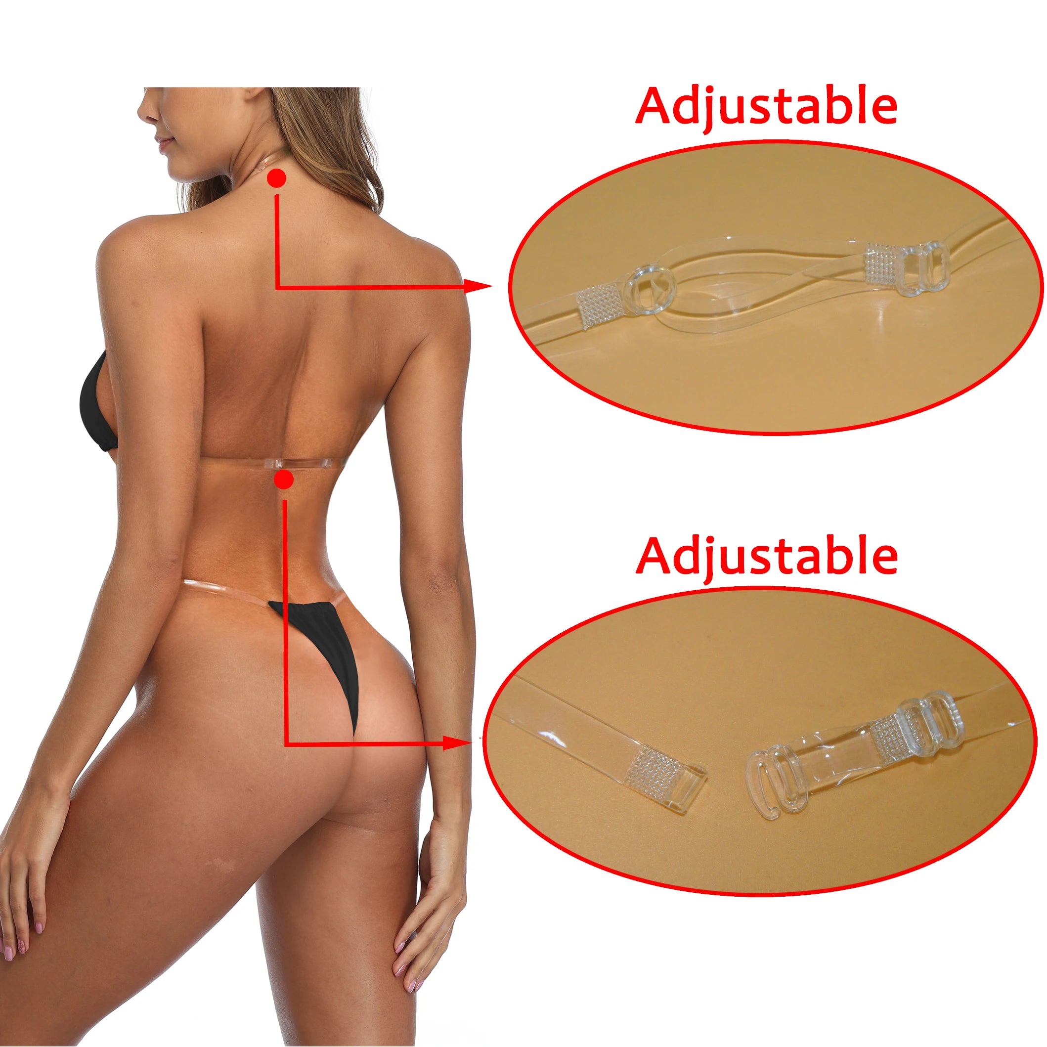 Clear Strap Bikini Swimsuit Brazilian
