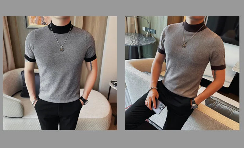 Men’s Turtleneck Short‑Sleeve Sweater