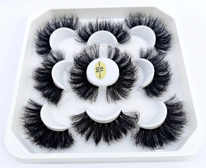 5 Pairs 25mm 3D Mink Eyelashes Bulk Russian Roll Fluffy Natural False Eyelash Dramatic Mink Lashes Makeup Tools Wholesale Lashse