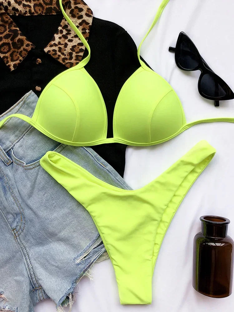 Halter Bra‑Cup Push‑Up Bikini