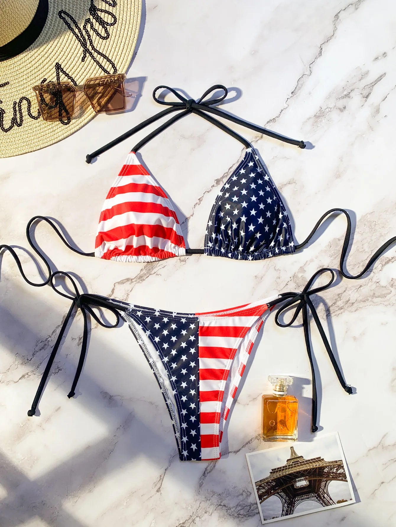 Halter Neck Patriotic Swimsuit