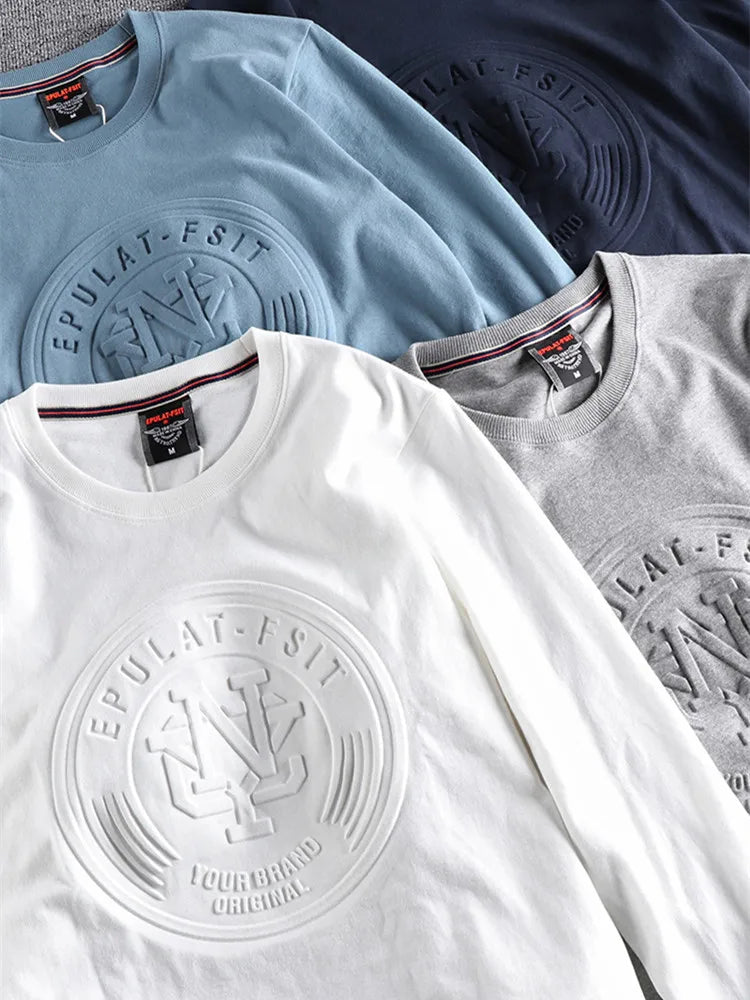 American Retro 3D Letter Long‑Sleeve T‑Shirt