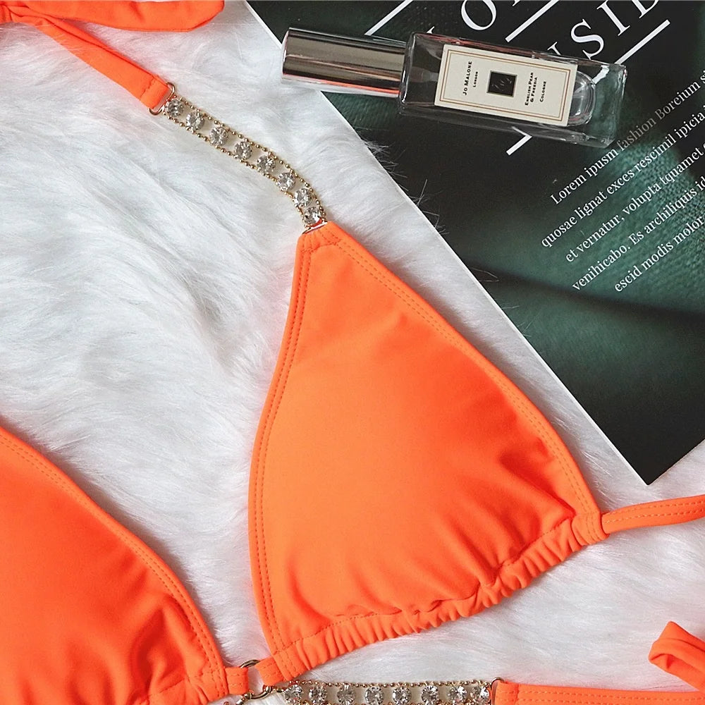 Sexy Solid‑Color Brazilian Bikini Set