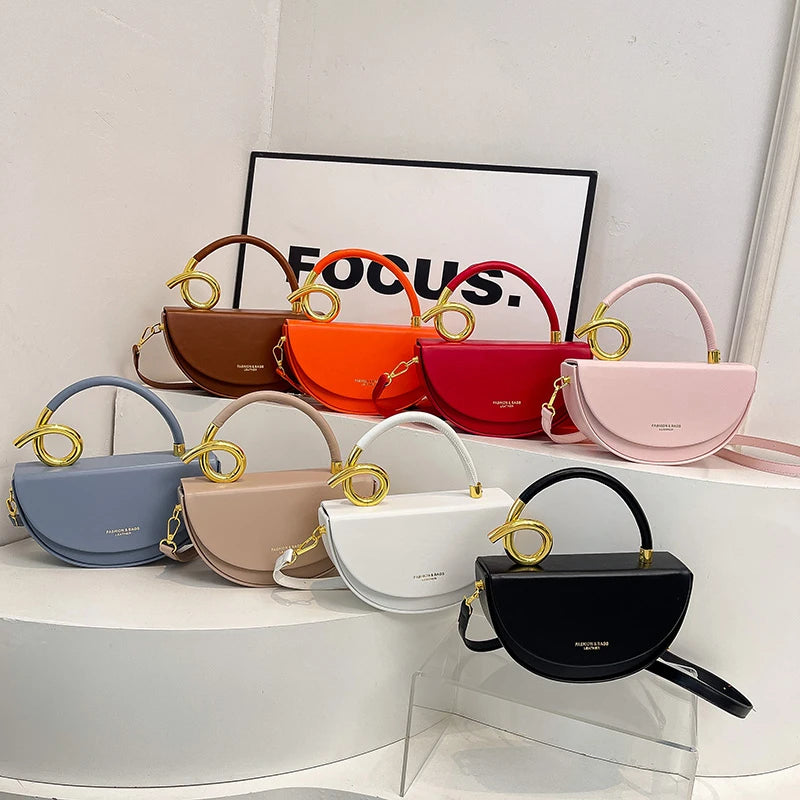 Small Crossbody Bags For Women Designer Semicircle Saddle Bag 8 Colors Pu Leather Handbag Luxury Brand Lady Shoulder Bags
