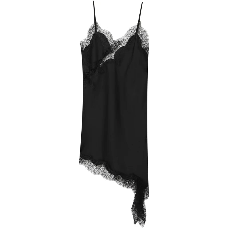 Women’s Lace Asymmetric Slip Dress – Sexy Backless Mini Dress | HXAO Summer 2025 Vestidos