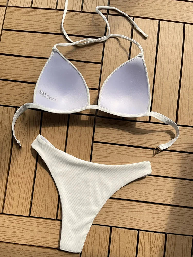 Halter Bra‑Cup Push‑Up Bikini