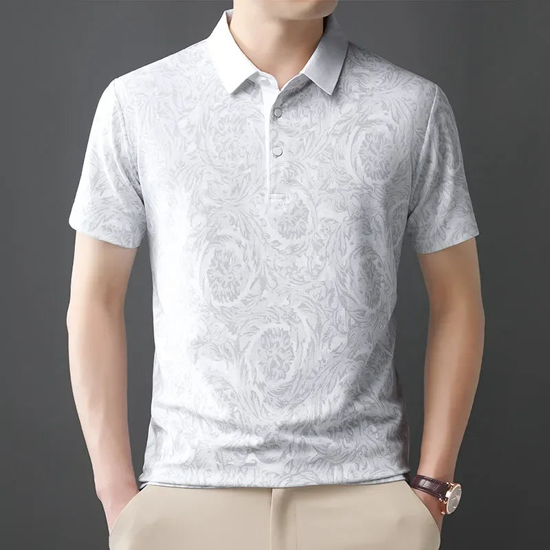 New Men's Business Casual Short Sleeved Shirt Solid Color Polo Shirt Fashionable Breathable Comfortable Versatile Top