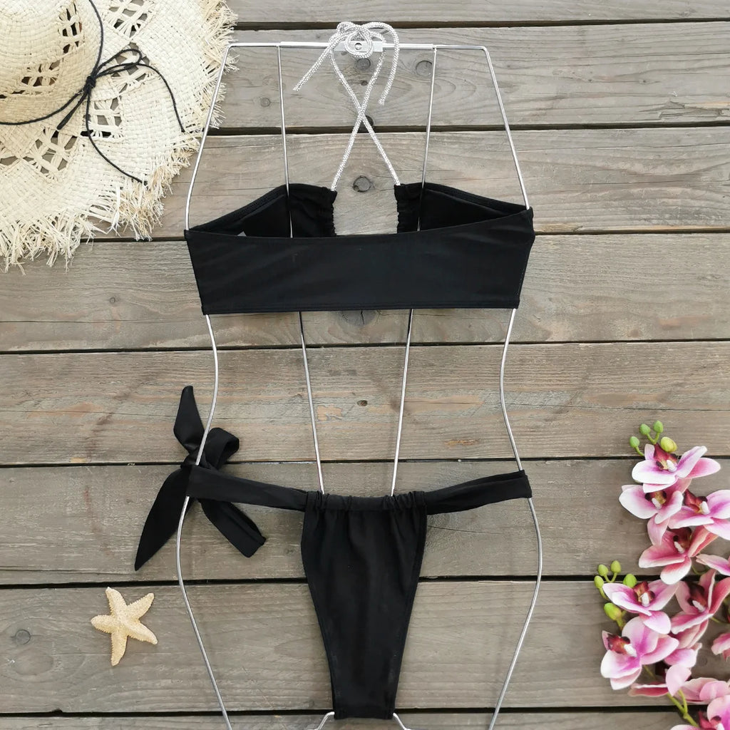 Women’s 2026 Brazilian High‑Waist Push‑Up Bikini – Solid & Printed Two‑Piece Swimsuit