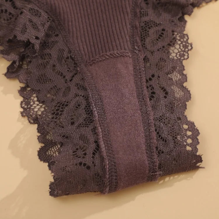 11PCS Women Lace Cotton Panties Seamless Brazilian Panties Sexy Low-Waist T-Back Bikini Female Breathable Underwear Lingerie