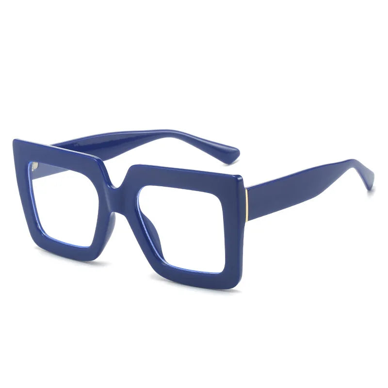 Unique Purple Green Glasses Frame Women New Fashion Oversized Square Computer Eyeglasses Shades Retro Female Clear Lens Eyewear
