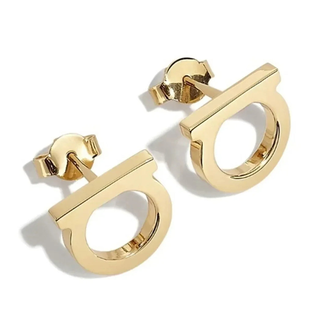 Titanium Steel Minimalist D-Shaped Necklace Bracelet Earrings Set, Plated Women's Collarbone Chain, Personalized Trendy Style