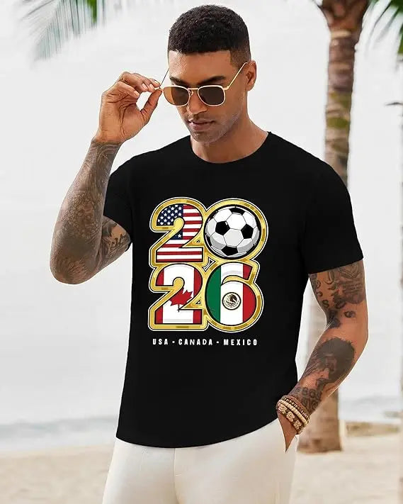 2026 Soccer Fan T‑Shirt — North America Flags Graphic Tee USA Canada Mexico Unisex