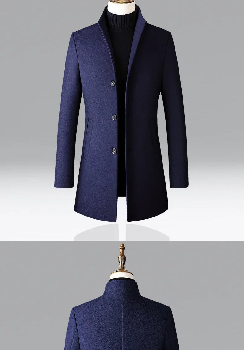 TFETTERS Brand Trench Coat Korean Fashion Business Casual Stand Collar Long Jackets for Men 2026 Autumn Windbreaker Winter Coats