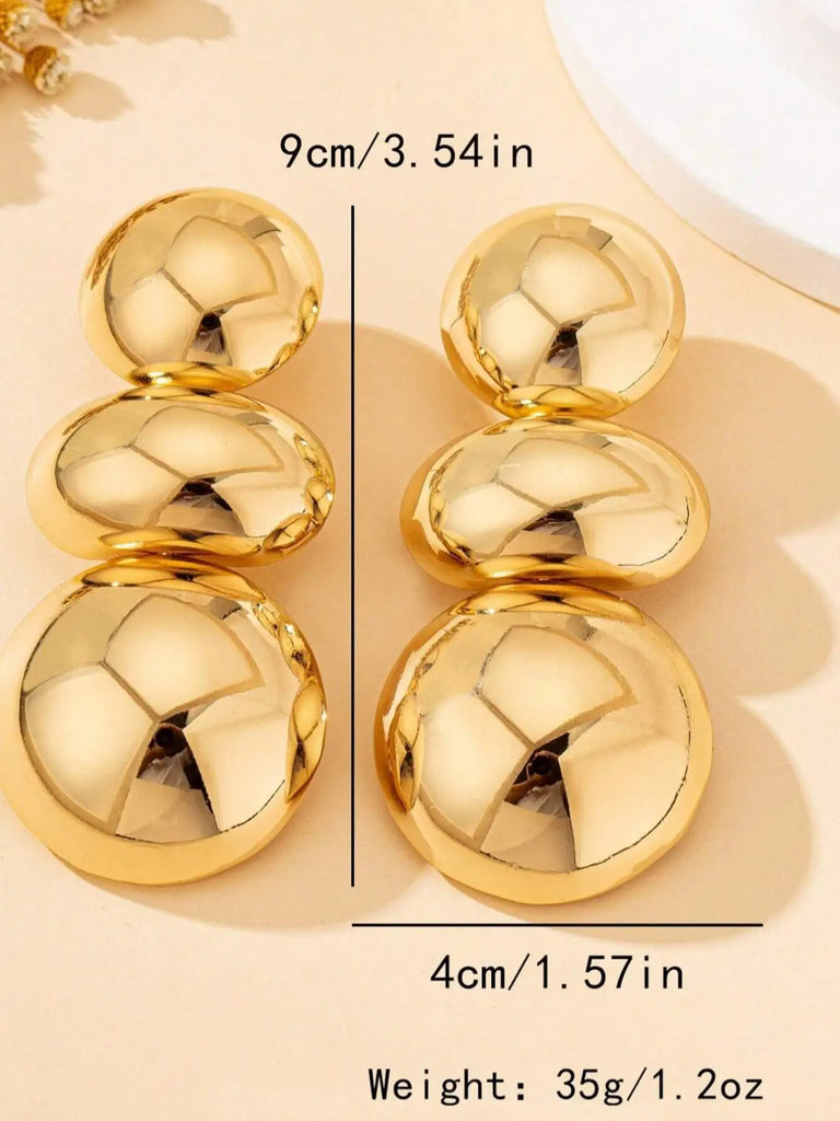 Retro Exaggerated Geometric Round Earrings for Women