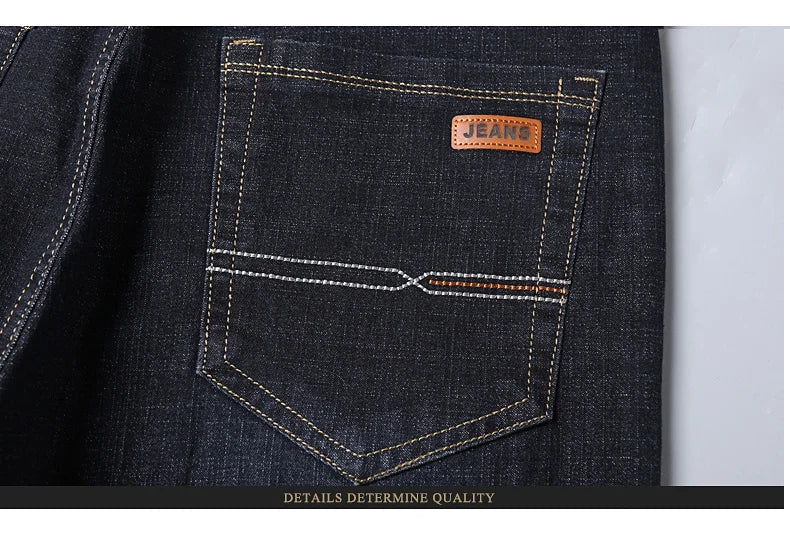 Men’s Soft Black Biker Jeans – Classic Stretch Denim Pants (Sizes 32–38) | Masculine Slim/Straight Fit Moto Style
