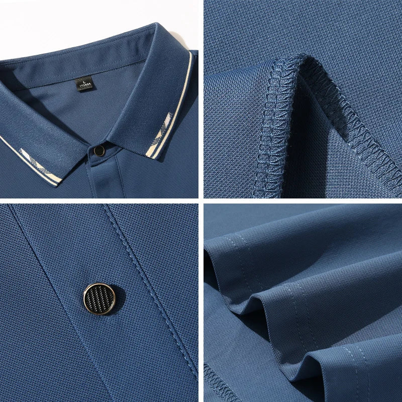 Men Polo Short sleeve 2025 Summer Plus Size 9xl 8xl 7xl High Quality Ice Silk Solid Color Men's Business Casual Polo Shirts