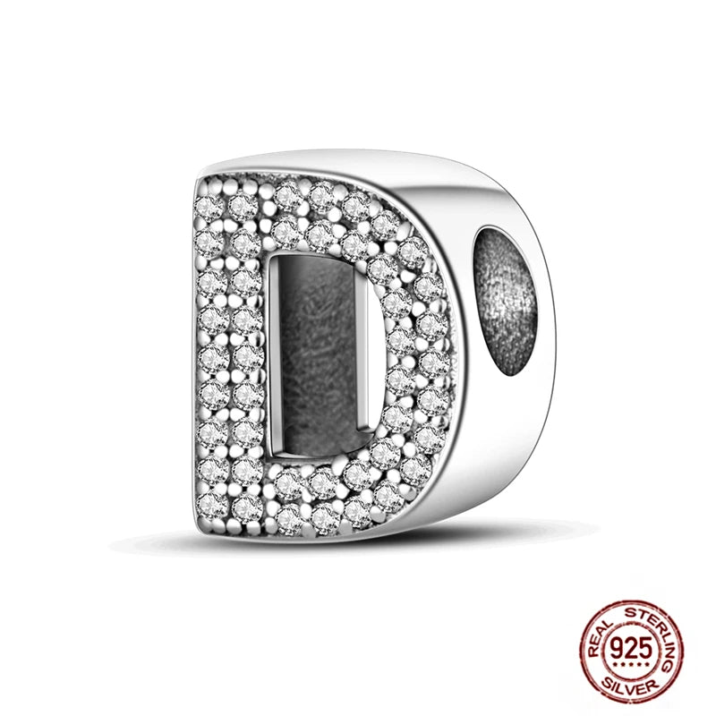 Fit Pendant Original Bracelets Charms Plata De Ley 925 Silver 26 A-Z Alphabet Letters Charm Beads For Women DIY Birthday Jewelry