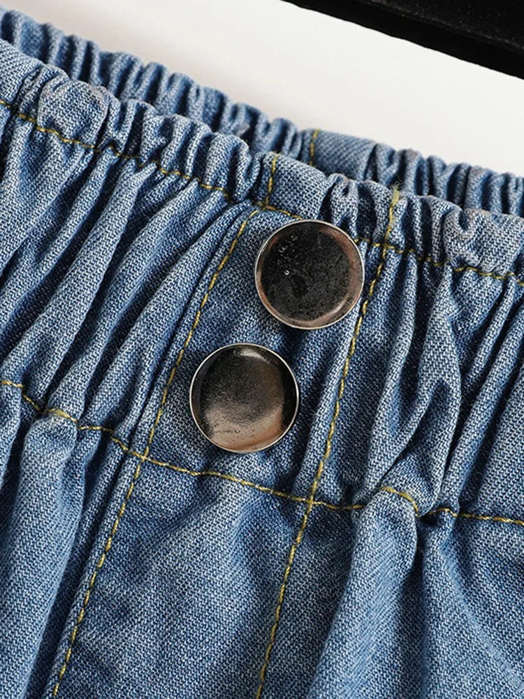 High Waist Knee Length Casual Jeans Women New Arrival 2022 Summer Vintage Style All-match Loose Female Thin Denim Pants B1877