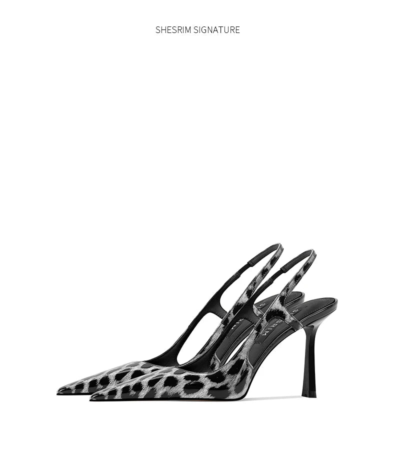 French style exquisite leopard print high heels, feminine and high-end high heels, 2025 four season new slim heel sandals