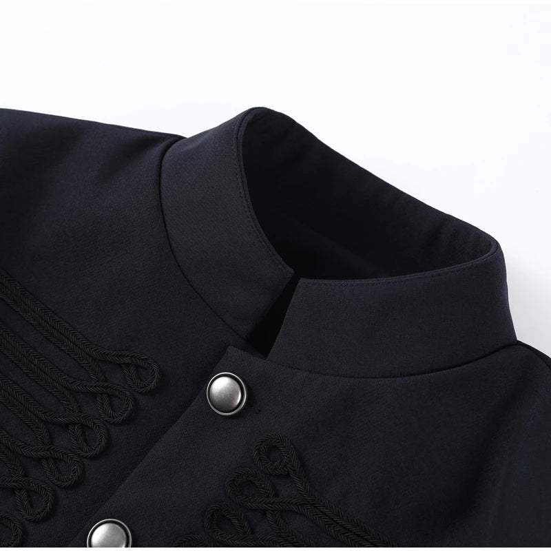 Napoleon Golden Short Jacket Women Vintage Stand Collar Long Sleeve Cropped Jackets 2026 Spring New Lady Outwear High Street