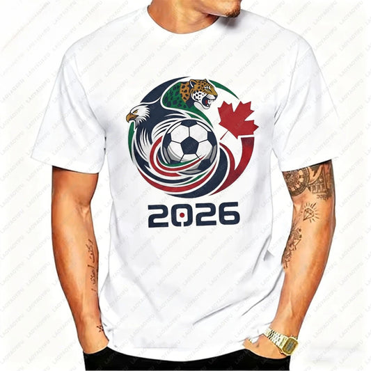 2026 Men’s Casual Soccer Print Oversized T‑Shirt — Minimalist Football Graphic Streetwear Tee