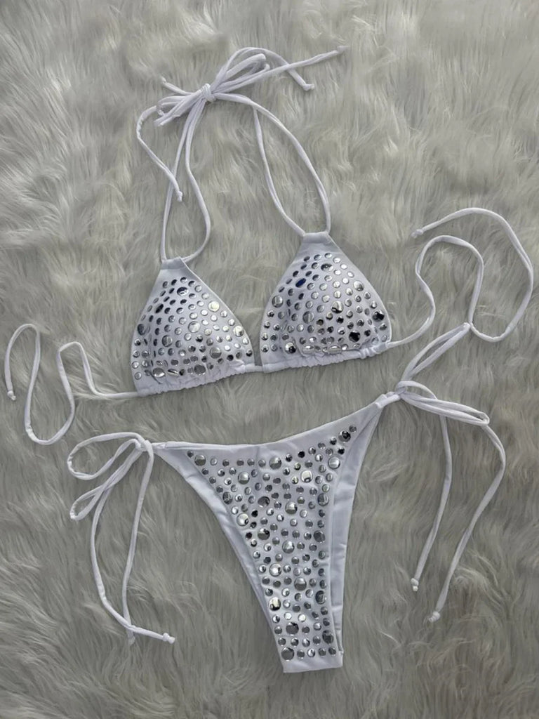 2026 Metallic Sequins Halter Bikini — Women’s Two‑Piece Sexy Swimwear Beach Bather Set